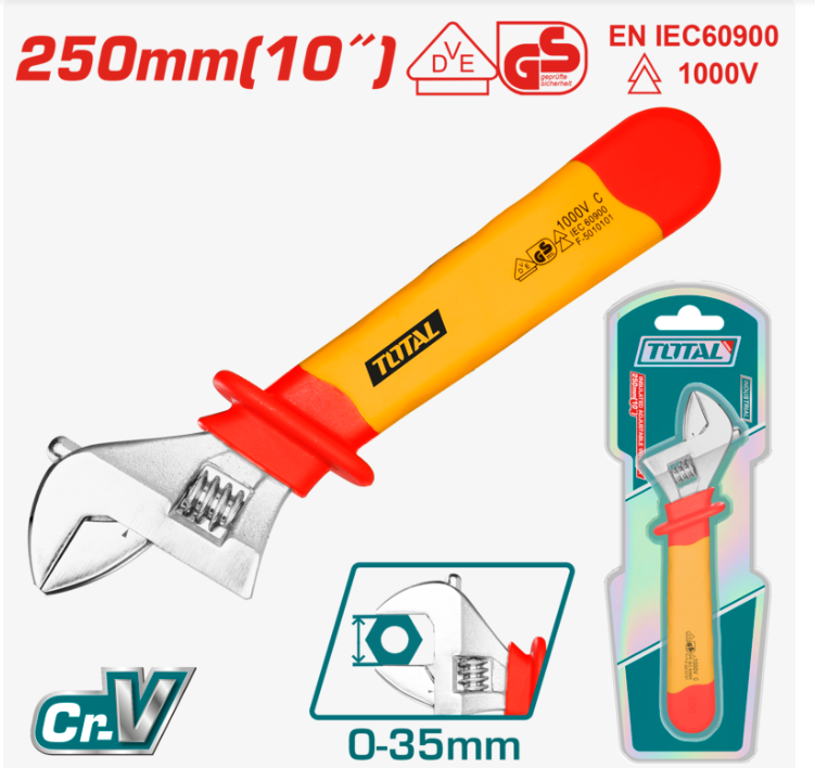 LLAVE AJUSTABLE 250MM AISLADA 1000V - TOTAL