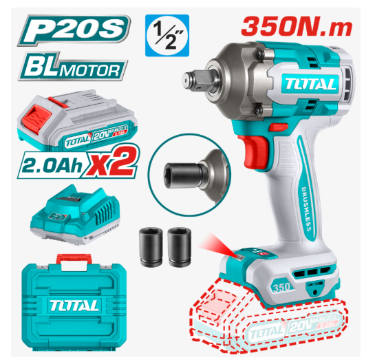 LLAVE DE IMPACTO A BATERÍA 20V 350NM BL - 2BAT/CAR - TIWLI2035