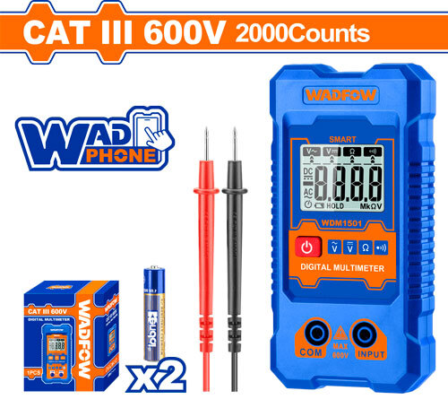 MULTÍMETRO DIGITAL CAT III 600V (2000 CUENTAS) WDM1501- WADFOW