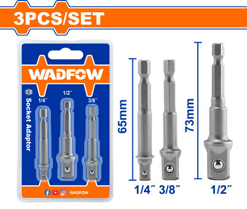 ADAPTADOR DE ATORNILLADOR DE IMPACTO PARA LLAVES TUBO 1/4 - 3/8 - 1/2 (3 PZS) WSV4K01- WADFOW