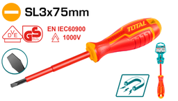 DESTORNILLADOR PLANO AISLADO 1000V SL3X75MM - TOTAL THTIS3075 6925582196047